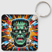 "Pop Art Frankenstein Keychain" Aluminum Keychain (Achterkant)