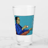 Pop Art Frankenstein Monster Drinkt Thee Halftone Glas (Voorkant)