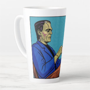 Pop Art Frankenstein Monster Drinkt Thee Halftone Latte Mok
