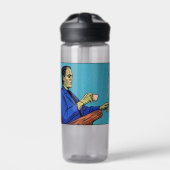 Pop Art Frankenstein Monster Drinkt Thee Halftone Waterfles (Voorkant)