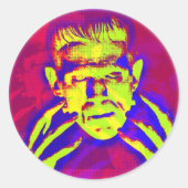 Pop Art Frankenstein Ronde Sticker (Voorkant)
