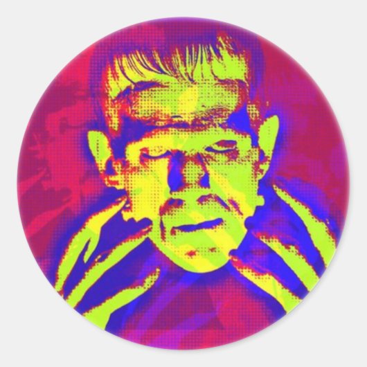 Pop Art Frankenstein Ronde Sticker (Voorkant)