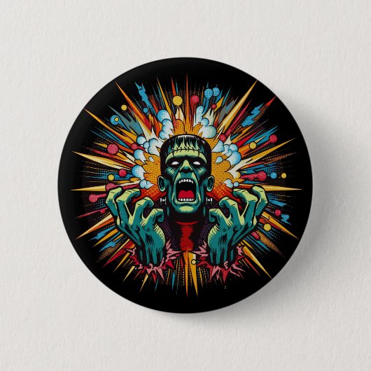 Pop Art Frankenstein's Melt Down Ronde Button 5,7 Cm (Voorkant)