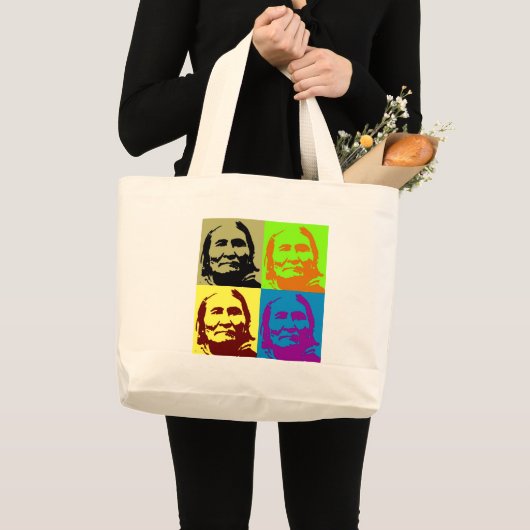 Pop Art Freedom Fighter Geronimo Grote Tote Bag (Voorkant (product))