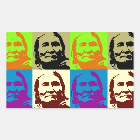 Pop Art Freedom Fighter Geronimo Rechthoekige Sticker (Voorkant)