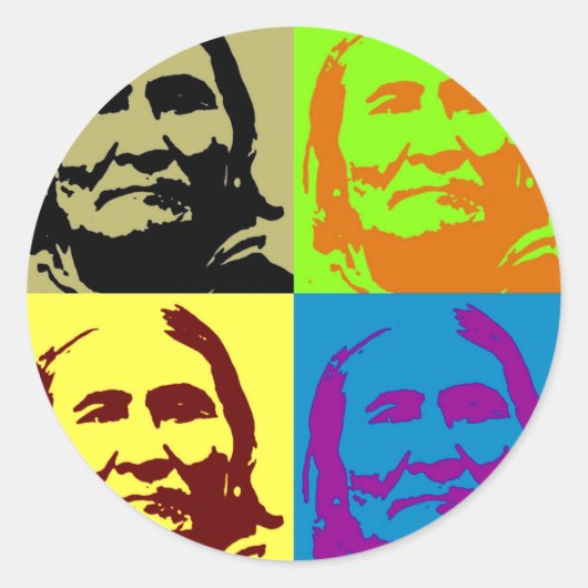 Pop Art Freedom Fighter Geronimo Ronde Sticker (Voorkant)