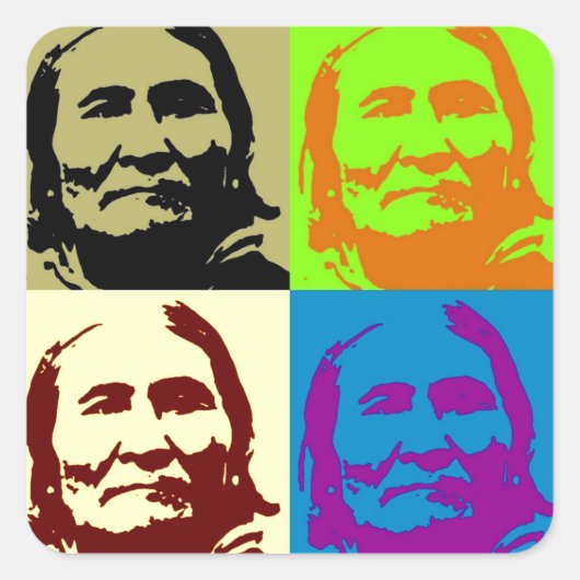 Pop Art Freedom Fighter Geronimo Vierkante Sticker (Voorkant)