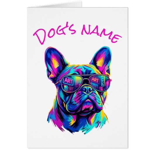 Pop Art French Bulldog NYC Custom Name Card (Voorkant)
