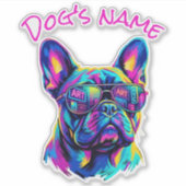 Pop Art French Bulldog NYC Personalized Name Sticker (Voorkant)