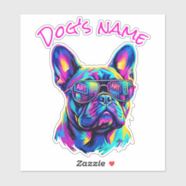 Pop Art French Bulldog NYC Personalized Name Sticker