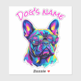 Pop Art French Bulldog NYC Personalized Name Sticker