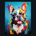 Pop Art Frenchie Poster<br><div class="desc">Breng een uitbarsting van vreugde en kleur naar uw ruimte met dit levendige, schilderachtige portret van een Franse Bulldog. Dit in het oog springende stuk transformeert een geliefde hond metgezel in een meesterwerk van de moderne kunst. Splashes van levendige tinten dansen over het doek, waardoor de speelse persoonlijkheid van de...</div>