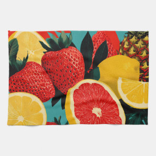 Pop Art Fruit Collage Illustratie Theedoek