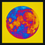 Pop Art Full Moon Poster<br><div class="desc">Een volledig maanlunarlandschap met kleuren en textuur.</div>