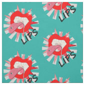 Pop Art Funky Bold Red Lips Piercings Novelty Stof (Swatch)