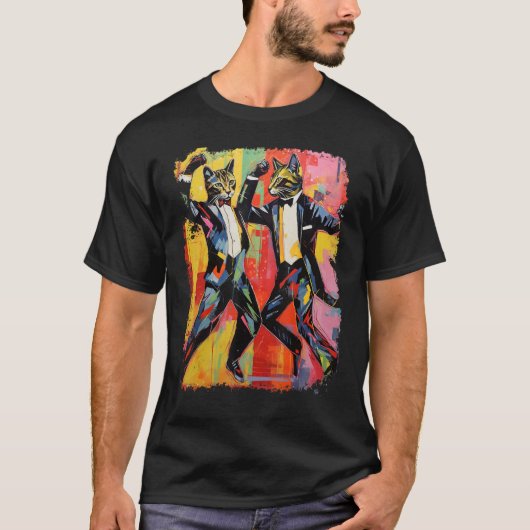 Pop Art Funny Cat Dancing Meme T-shirt (Voorkant)