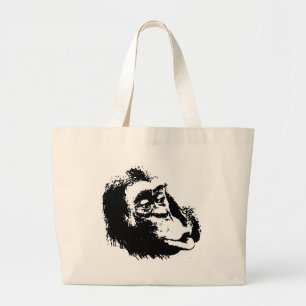 Pop Art Funny Chimpansee Grote Tote Bag