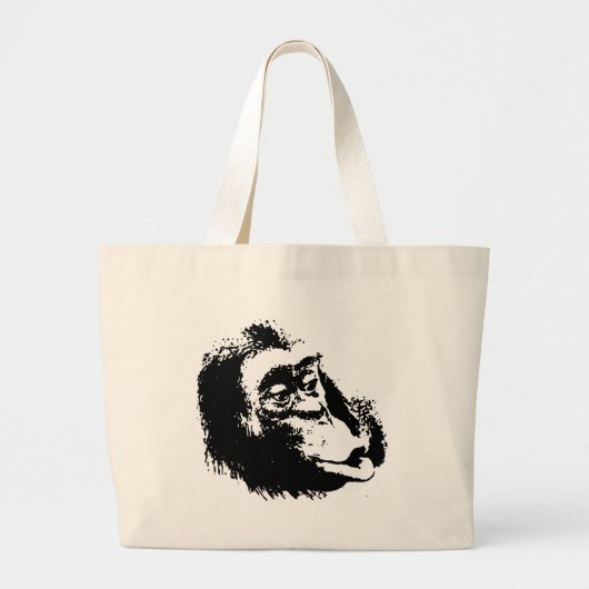 Pop Art Funny Chimpansee Grote Tote Bag (Voorkant)