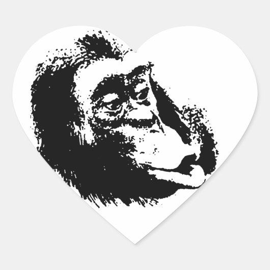 Pop Art Funny Chimpansee Hart Sticker (Voorkant)