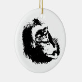 Pop Art Funny Chimpansee Keramisch Ornament (Rechts)