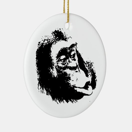 Pop Art Funny Chimpansee Keramisch Ornament (Rechts)