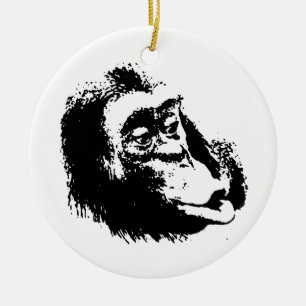 Pop Art Funny Chimpansee Keramisch Ornament