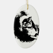 Pop Art Funny Chimpansee Keramisch Ornament (Rechts)