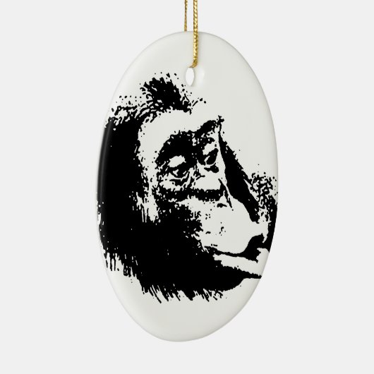 Pop Art Funny Chimpansee Keramisch Ornament (Rechts)