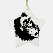 Pop Art Funny Chimpansee Keramisch Ornament (Rechts)