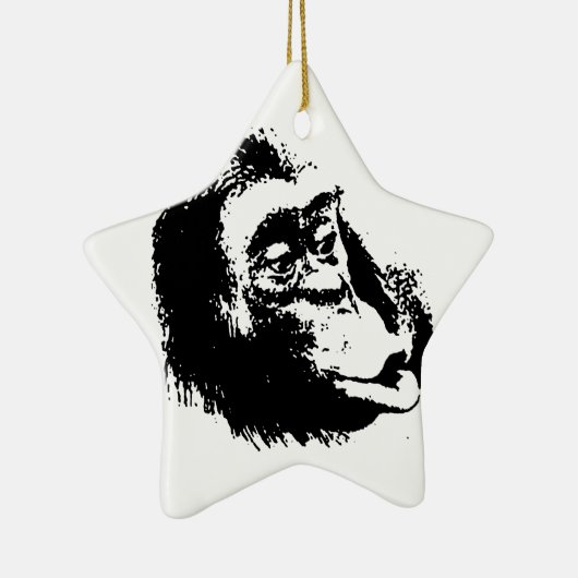 Pop Art Funny Chimpansee Keramisch Ornament (Rechts)