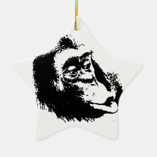 Pop Art Funny Chimpansee Keramisch Ornament