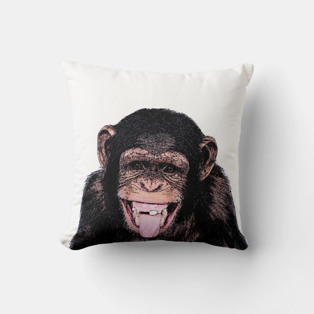 Pop Art Funny Chimpansee Kussen (Voorkant)
