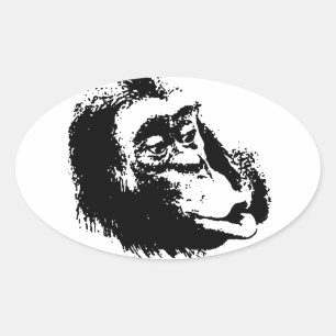 Pop Art Funny Chimpansee Ovale Sticker