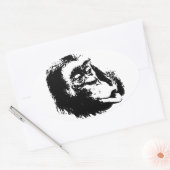 Pop Art Funny Chimpansee Ovale Sticker (Envelop)