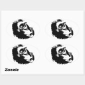 Pop Art Funny Chimpansee Ovale Sticker (Vel)