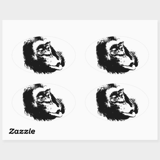 Pop Art Funny Chimpansee Ovale Sticker (Vel)