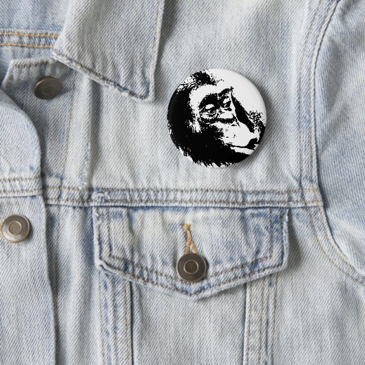 Pop Art Funny Chimpansee Ronde Button 5,7 Cm (In situ)