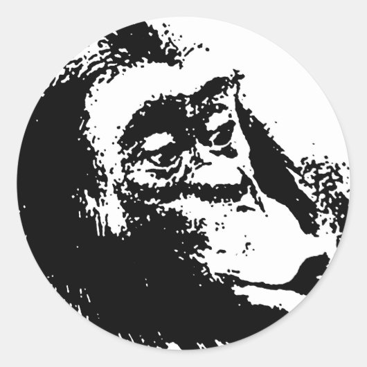 Pop Art Funny Chimpansee Ronde Sticker (Voorkant)