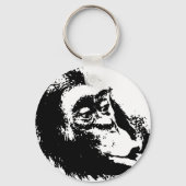 Pop Art Funny Chimpansee Sleutelhanger (Voorkant)