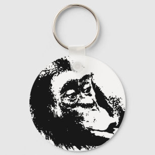Pop Art Funny Chimpansee Sleutelhanger