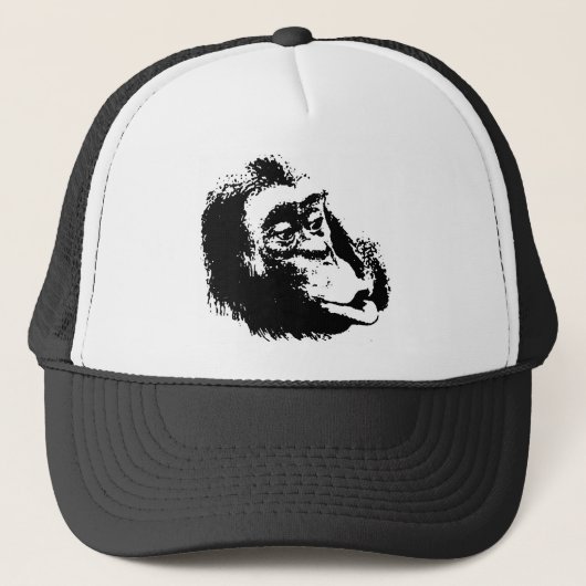 Pop Art Funny Chimpansee Trucker Pet (Voorkant)