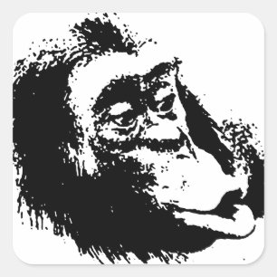 Pop Art Funny Chimpansee Vierkante Sticker
