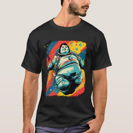 Pop Art Funny Fat Woman Space T-shirt (Voorkant)