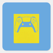 Pop Art Gaming Controller Sticker - Blauw & Geel
