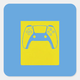 Pop Art Gaming Controller Sticker - Blauw & Geel 