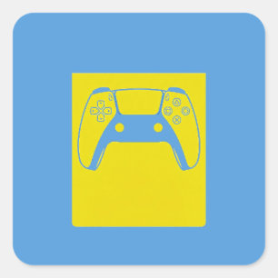 Pop Art Gaming Controller Sticker - Blauw & Geel