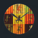 Pop Art Geckos op bamboe Wall Art Design Ronde Klok<br><div class="desc">Pop Art Geckos over het ontwerp van de Bamboe Wall Art</div>