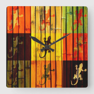Pop Art Geckos Vierkante Klok