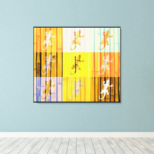 Pop Art Geckos - Wrapped Canvas (Insitu (Houten vloer))