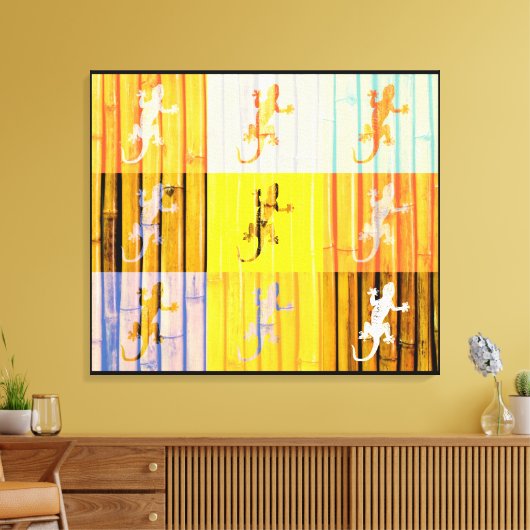 Pop Art Geckos - Wrapped Canvas (Insitu (Woonkamer))